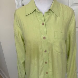 SIGRID OLSEN Blouse Button Front Mint Lime Green